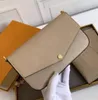 Borsa da donna all'ingrosso firmata Borsa a mano pochette donna con scatola in vera pelle data codice motivi in rilievo fiori lettere tre in un titolare della carta