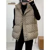 Gilet da donna invernale Colletto alla coreana Cerniera Senza maniche Imbottito Puff stampato Lettere Giacca Soprabito Allentato Coulisse Gilet Gilet Cappotto giacche