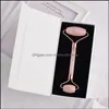 Face Massager S Real Brazilian Rose Quartz Facial Mas Roller Beauty Jade For Face With Gift Box Package Drop Delivery Health Dhxrc