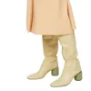 Boots Luxury Brand Women Fashion Knee Tall Round Heel Banquet Winter High Heels Size 43 Shoes 221122