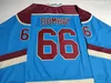 Custom Mens #66 Gordon Bombay Hockey Jerseys VERY RARE NO RESERVE Gunner Stahl Mighty Waves Hockey Jersey Or Any Name Number