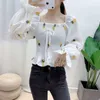 Kvinnors jumpsuits Rompers Sweet Chiffon Blus Women Elegant Floral Print Tops Casual Ruffles Långärmlig chic Kawaii -skjorta Autumn Women's Clothing 221123