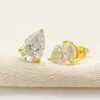 Charme Mode S925 Argent Sterling Plaqué Or Pass Test Moissanite Diamant Goutte D'eau Boucles D'oreilles Goujons Joli Cadeau pour Hommes Femmes