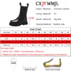 Boots CXJYWMJL Plus Size Genuine Leather Women Chelsea Elastic Band Platform Chimney Boot Ladies Autumn Booties Winter Warm Shoe 221123