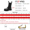 Bottes CXJYWMJL grande taille en cuir véritable femmes Chelsea bande élastique plate-forme cheminée botte dames automne chaussons hiver chaussure chaude 221123