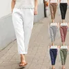 Damesbroek 2022 mode grote zak vaste kleur comfortabel katoen en linnen casual rechte broek lente herfst los 5xl