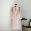 Manteau chaud d'hiver en fausse fourrure pour femmes, Long et épais, col rabattu avec ceinture, ceinture Casaco Feminino 221123