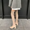 부츠 섹시 하이 여자 겨울 패션 무릎 따뜻한 보타스 무저 스 스웨이드 레이스 업 펌프 양말 신발 발 뒤꿈치 221122