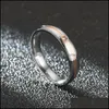 Bandringen roestvrijstalen diamantringband Black Rose Gold Line Engagement Wedding Rings For Women Men Men Fashion Jewelry Drop Dhyyl