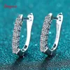 Hoop Huggie Smyoue 12ct Halo أقراط للنساء 925 Sterling Silver Row Row Buckles Wedding Small Studs Gift 221119