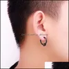 Hoop Huggie Clip sur boucles d'oreilles en acier inoxydable Bague Printemps Noir Femmes Hommes Anneaux d'oreille Hip Hop Mode Bijoux Cadeau Drop Livraison Dhy6D