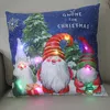 Christmas Decorations 45cm Glowing Santa Claus Pillowcase with Led Lights 2023 Year Decoration for Home Christmas Ornament Decor Led Cushion Cover 221123