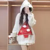 Designer Fashion 2022 Winter Red Sweater Women's Loose Hooded Bright Silk Aging New Year Christmas Tree Knit Top