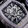 44mm Vanguard V45 Automatisk herrklocka 3D Dragon King Black Dial Diamonds Case rostfritt st￥l armband Nya klockor Hellowatch HWFM E242C2