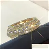 Cluster Rings Gold Diamond Ring Fl Crystal Women Men Wedding Rings Fashion Jewelry Christamas Gift Drop Delivery Dhm8F