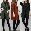 Women's Wool Blends Coat Women Autumn Winter Jackets Solid Color Lapel Double-breasted Woolen Midi Trench Loose Long Sleeve Jacket Warm Keeping 221123