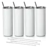 Muggar sublimering tumlar 20 oz mager raka rostfritt stål tomma tumbler med lock och halm 4 pack 221122