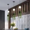 Pendellampor nordiska växtljus SkyGarden Led Lamp Flower Pot Black Retro Art Restaurangbelysning Dekor Kök