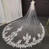 Voiles de mariée luxe 4 mètres de Long voile de mariage en dentelle avec peigne blanc ivoire haute qualité mariée coiffes accessoires 2022