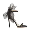 Klänning Skor Lyx Designer Sandaler kvinnor höga klackar Averly Pumps Aveline Sandal Asymmetrisk Grosgrain Mesh Fascinator Bows Skor Plattform Sneakers