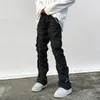 Ensembles de pantalons pour hommes avec homme Harajuku Punk Streetwear Noir Hip Hop Mode Vêtements Casual Pantalon Tactique Y2k Goth Flared 221123