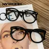 Okulary przeciwsłoneczne ramy nywooh czarne okrągłe okulary kobiety vintage okulary dla mężczyzn studenckie optyczne ramy fałszywe okulary unisex