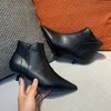 Boots Winter Women Leather Female Sexy Cowboy Brand Design Pointed Toe Solid Black White Low Heels Ankle 221123