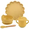 Tassen, Geschirr, Utensilien, 4-teiliges Design, Baby-Silikon-Teller, Tasse, Schüssel, Löffel-Set, BPA-frei, faltbar, tragbar, Fütterungsgeschirr für Kinder 221122