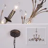 Chandeliers Vintage Bronze For Dining Room Retro Leaf Crystal Lustre Hanging Chandelier Living Bedroom Pendant Lamp