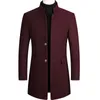 Mélanges de laine pour hommes SENBAO Homme Veste en laine Manteau Trench mi-long Classique Impression couleur unie Plus Coton Épaississement Mode 221123