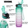 Water Bottles 1 Liter for Girls Motivational Sport Leakproof Drinking Outdoor Travel Gym Fitness Jug Kitchen 221122