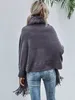 Femmes Tricots T-shirts Hiver Col De Fourrure Châles Et Wraps Cardigan Pull Femmes Bohème Fringe Manches Chauve-Souris Ponchos Cardigans Manteau 221123