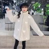 Coat Jacket for Girls Winter Fashion Wool s with Reflective Embroidery Butterfly Pattern Thicken Warm Fur Children s Clothes 221122