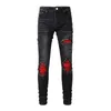 2022 Jeans de dise￱ador para hombre MotorcLina de ajuste delgado desgastado para femalet Top Famous Rockstar Fashion Jean Mans Pathwork Jeans estiramientos