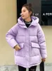 Femmes en bas parkas circyy vêtements d'hiver vestes vestes à capuche épaissiste parka chaude parka décontractée poche solide en liberté coréenne mode femelle 211122
