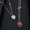 2023 bijoux argent Antique bleu amour émail collier mode simple clavicule chaîne net rouge même style