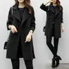 Women's Wool Blends Coat Women Autumn Winter Jackets Solid Color Lapel Double-breasted Woolen Midi Trench Loose Long Sleeve Jacket Warm Keeping 221123