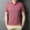 Männer Polos Marke Sommer TurnDown Kragen Gestrickte T-shirt Homme Casual Gestreiften Atmungsaktive Kurzarm PoloShirt Kleidung Hohe Qualität 221122