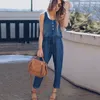 Women's Jumpsuits Rompers Rompers Women Autumn Overalls Plus Size Blue Long Jean Jumpsuit Ladies Sleeveless Salopete Street Wear Mameluco Mujer Dungarees 221123