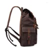 Backpack M211 Vintage Canvas Leather Backpacks For Men 15.6" Laptop Daypacks Waterproof Rucksacks Large Waxed Travel Back Packs