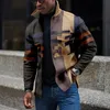 Männer Leder Faux Männer Gedruckt Oberbekleidung Mode Geknöpft Drehen unten Kragen Mäntel Herren Lose Langarm Jacken Casual Streetwear harajuku 221122