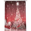 Tenda Albero di Natale Stelle Stampa Tende a pannello trasparenti Camera per soggiorno Camera da letto Cucina Chiffon Tulle