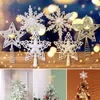 Decorazioni natalizie Albero di Natale Top Star Glitter Hollow Plastica Oro e argento Pentagramma Fiocco di neve Ornamenti 3D Albero di Natale Top Decor Ciondolo 221123