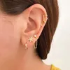 Fashion Crystal Zirconia Chain Hoop Earrings Flower Water Drop Pendant Cartilage Earring Piercing Jewelry