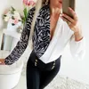 Kvinnors jumpsuits Rompers Leopardzebra Stripe Spliced ​​Blue Women Deep Vneck Shirts Office Lady Chic Long Sleeve Tops ol Shirs för Autumn Spring 221123