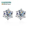 Stud KNOBSPIN 1ct Earrings for Women Wedding Fine Jewelry with GRA s925 Sterling Sliver Plated 18k White Gold Earring 221119