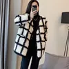 Women's Jackets Checkerboard Lamb Fleece Coat for Women 2022 New Korean Version Loose and Thickened Versatile Light Fancy Hair Coat