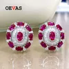 Stud Oevas 100% 925 Srebrny Srebrny 46 mm Ruby High Carbon Diamond Kolczyki dla kobiet Blawling Wedding Party Prezent biżuterii 221119