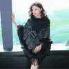 Damen Wollmischungen Frauen Wintermäntel Batwing Flauschige Ärmel Capes Elegante Jacke Dame Wollmantel Pelzkragen Warme Ponchos 221123