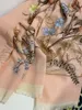 Bufandas cuadradas para mujer 100% material de cachemira con estampado de flores y letras Tamaño fino y suave 130 cm - 130 cm